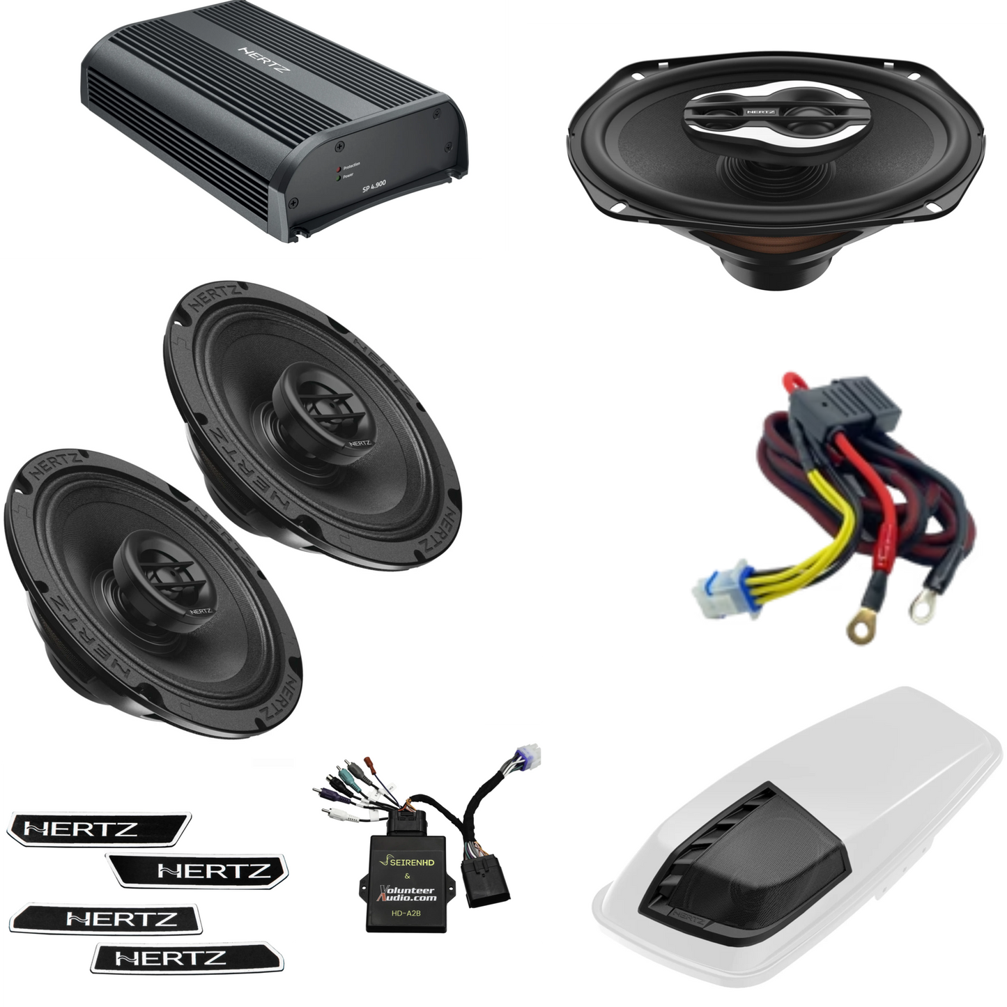 Hertz HSP3-24 A2B S3 2024 Harley Davidson Plug and Play 4 Speaker Kit with Saddlebag 6x9 kit - Factory Stage 3 Audio Pack