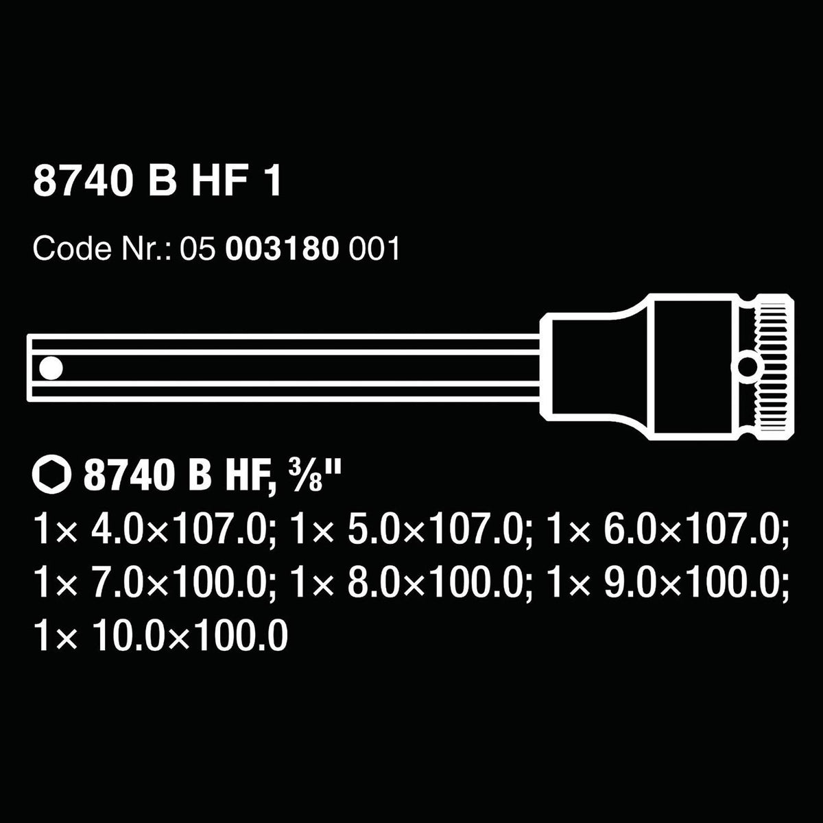 Wera 05003180001 Metric 3/8-Inch Drive HEX-Plus Holding Socket Set, 7-Piece