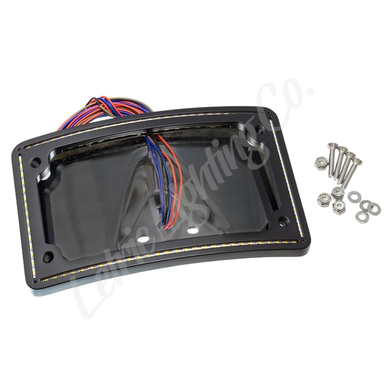 Letric Lighting Perfect Plate Light Black Curved License Plate Frame for 1999–2003 Sportster, Part Number LLC-CPPL-B1