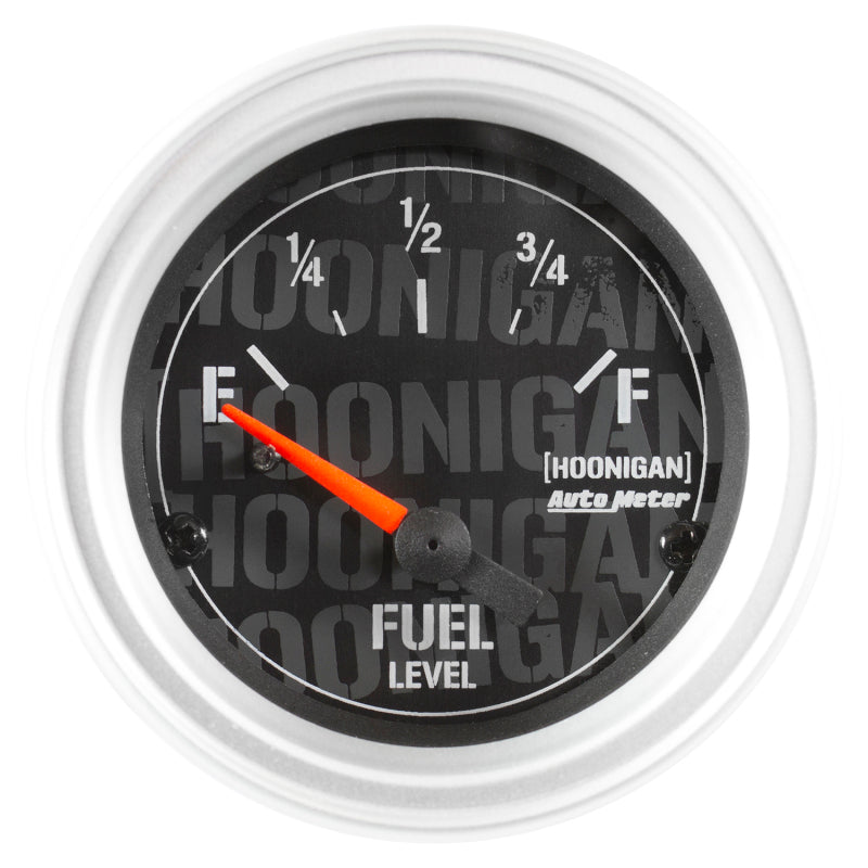 AutoMeter Hoonigan 52mm Electronic Fuel Level Gauge, 240 Ohm Empty to 33 Ohm Full, Part 4316-09000