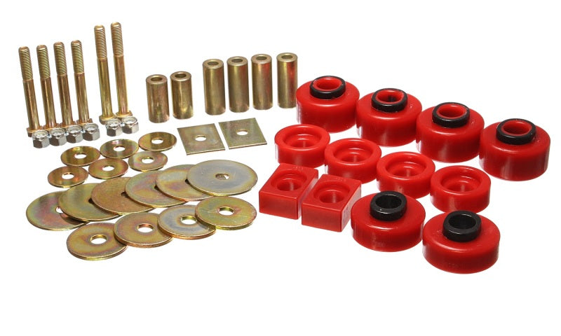 Energy Suspension - eng4.4114R - Red Hyper-Flex Polyurethane Body Cab Mount Set
