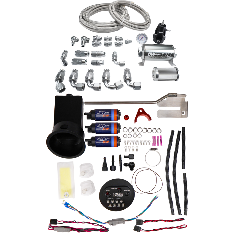 DeatschWerks DWK9-421-625-7022 X2 Surge Module with DW420 Pumps and PTFE Plumbing Kit for 1994-2002 Nissan Silvia and Skyline