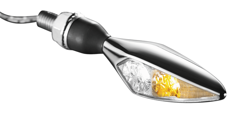 Kuryakyn Rhombus Front Left White/Amber Chrome Motorcycle Turn Signal, Part KUR2538