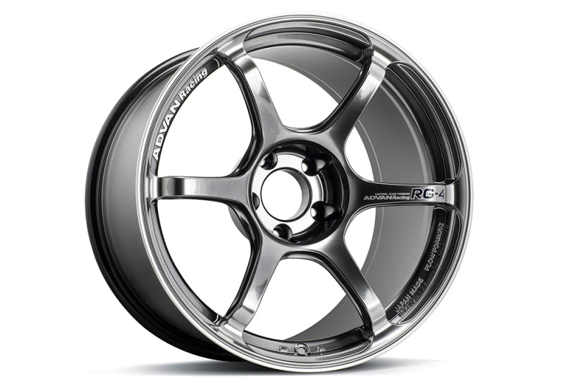 Advan RG-4 18-Inch x 9.5-Inch +35 5x114.3 Racing Hyper Black and Ring Wheel