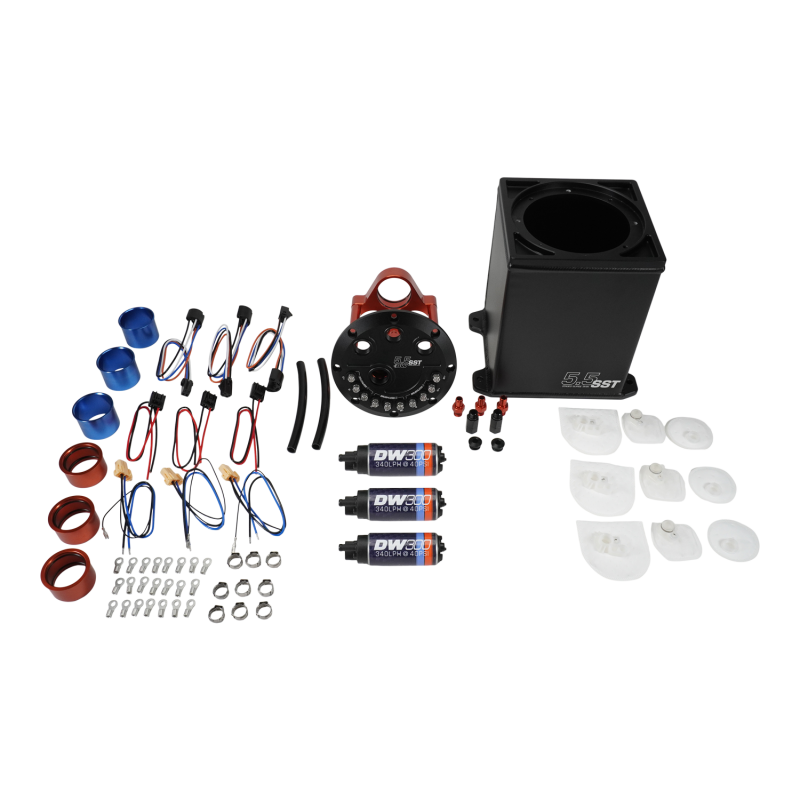 DeatschWerks 5.5L Modular Staged Surge Tank with Three DW300 Fuel Pumps - DWK6-301-55ST