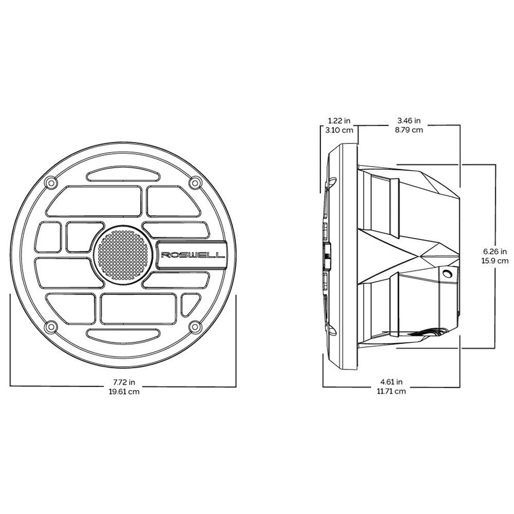 Roswell R Series 7.7 Marine Speakers - Anthracite Grille - 80W RMS 160W Peak Pow - View 3