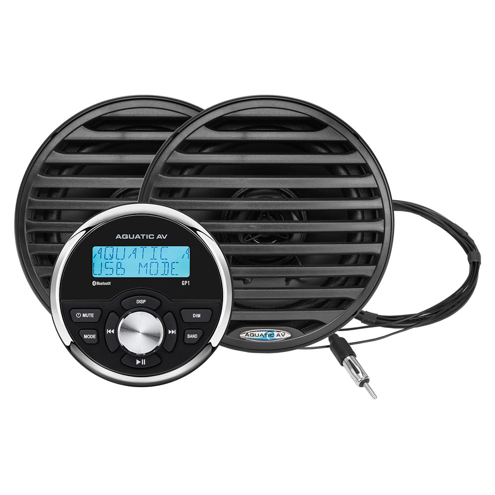 Aquatic AV GP1 Gauge Stereo Economy 6.5" Speakers - Black (Pair) Waterproof Mari - View 1