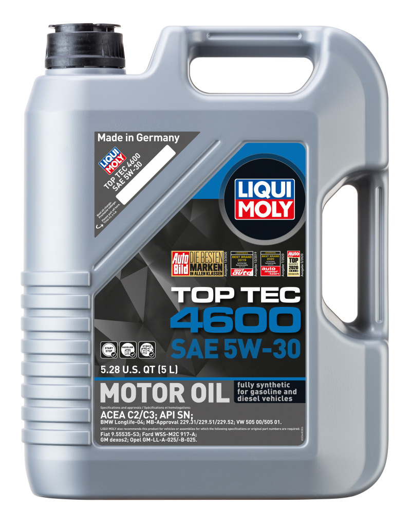 LIQUI MOLY 5L Top Tec 4600 Motor Oil 5W30 - Case of 4