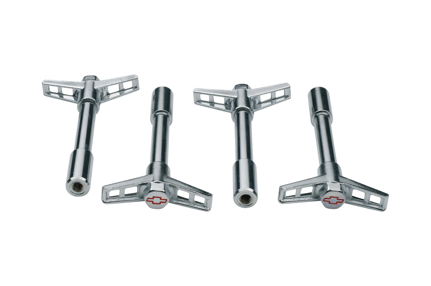 Chevrolet Performance Parts - 141-902 - Engine Valve Cover Nut - Engine Valve Cover Wing Nuts Steel Chrome Red Bowtie Logo 1/4-20 Thread 4pc Red Bowtie