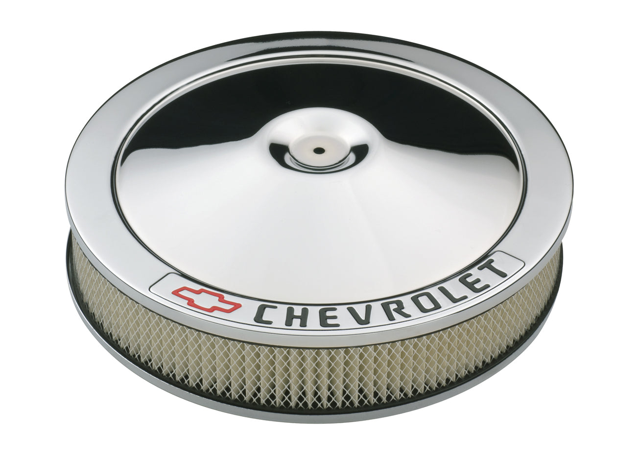 Chevrolet Performance Parts - 141-906 - Air Cleaner Assembly - Carburetor Air Cleaner Kit 14 Inch Diameter Chevrolet Lettering Chrome