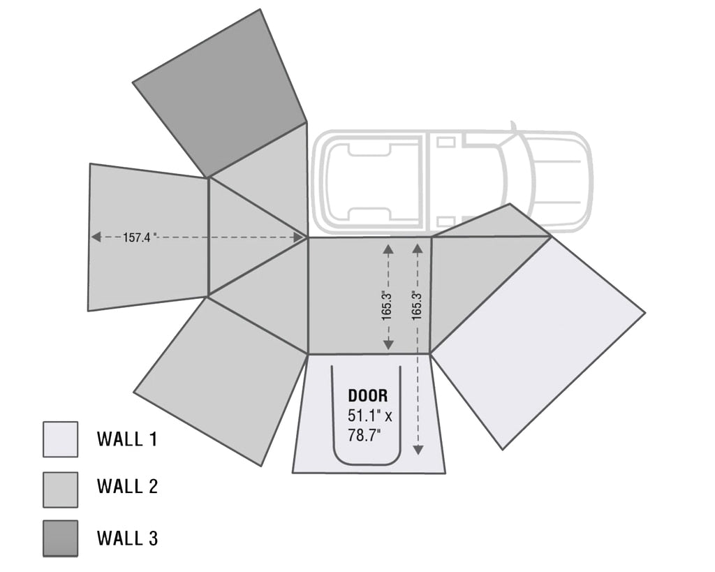 Overland Vehicle Systems - 18149909 - Portable Awning - Nomadic 270 Passenger Side Awning Wall 3
