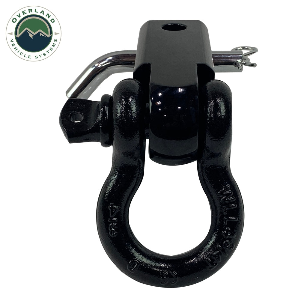 Overland Vehicle Systems - 19109901 - Winch Shackle - Receiver Mount Recovery Shackle 3/4 Inch 4.75 Ton With Dual Hole Black Universal