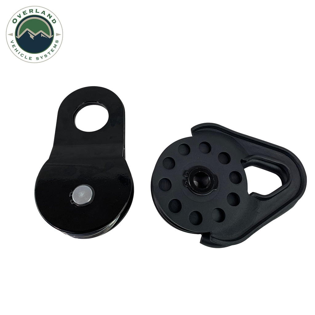 Overland Vehicle Systems - 19139805 - Snatch Block - Snatch Block Heavy Duty Matte Black Steel