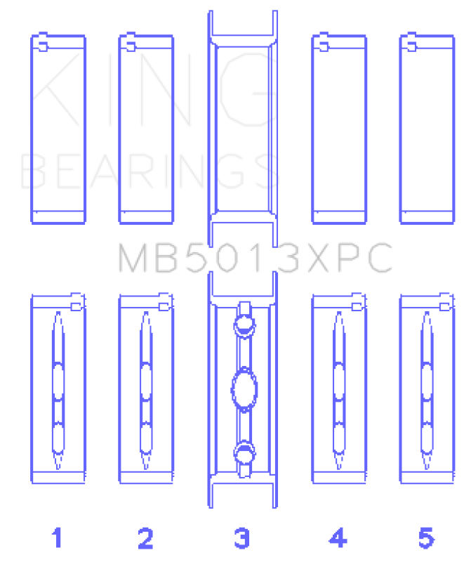 King Engine Bearings MB5013XPC Chevy LS1/LS2/LS6 Performance Main Bearing Set with pMaxKote, Standard Size