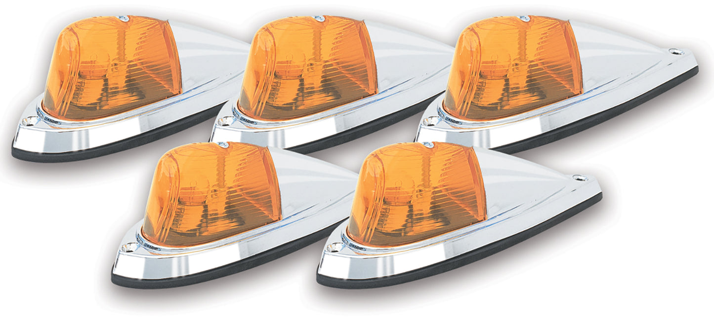 Pacer Performance - 20-105 - Truck Cab Light - 20-105 Amber Deluxe Chrome Hi-5 Cab Roof Light Kit - P/N: 20-105