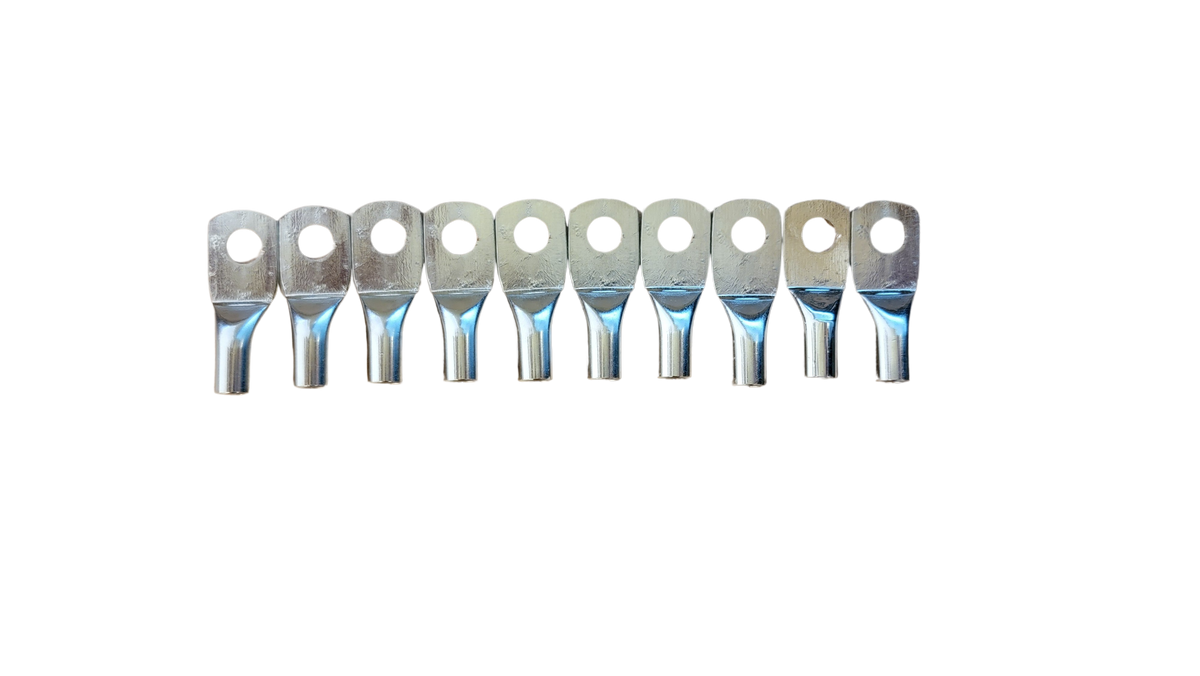 DC Audio 8AWG-6mm Holes Tinned Copper Ring Terminals w/ Heat Shrink Tubing - 10 Pack