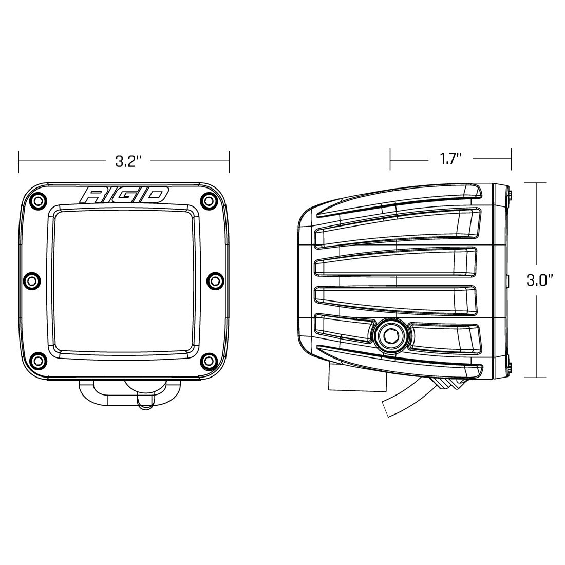 Rigid Industries - 20252 - Auxiliary Light - D-Series Spot with Amber PRO Lens Pair