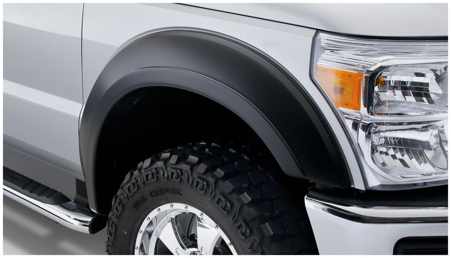 Bushwacker - 20932-02 - Fender Flare - 20932-02 Black Extend-A-Fender Style Smooth Finish 4-Piece Fender Flare Set for 2011-2016 Ford F-250/F-350 Super Duty (Excludes Dually) - P/N: 20932-02