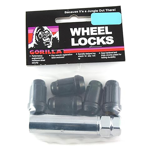 Gorilla Automotive 21681BCB5 Black Acorn Locking Lug Nuts, 1/2-Inch, 5-Pack