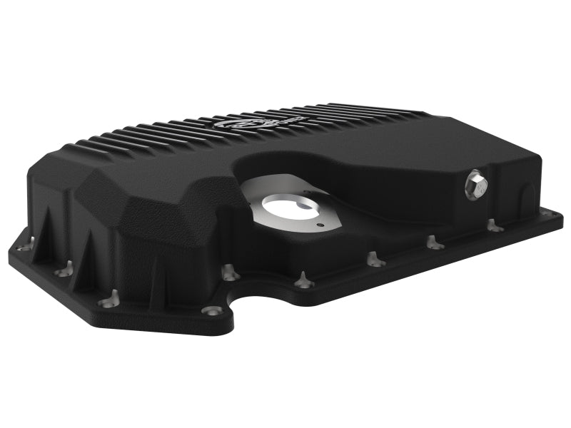 aFe POWER Pro Series Engine Oil Pan Black with Machined Fins, Part Number 46-71210B, for Audi and Volkswagen 1.8L and 2.0L Engines