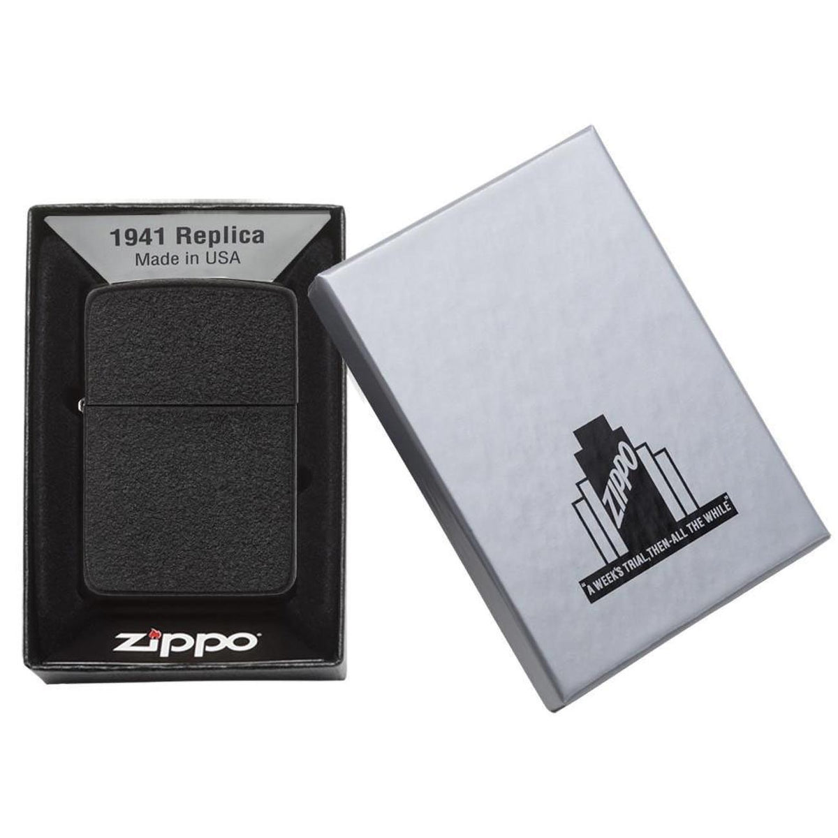 Zippo 1941 Replica Windproof Lighter with Black Crackle Finish