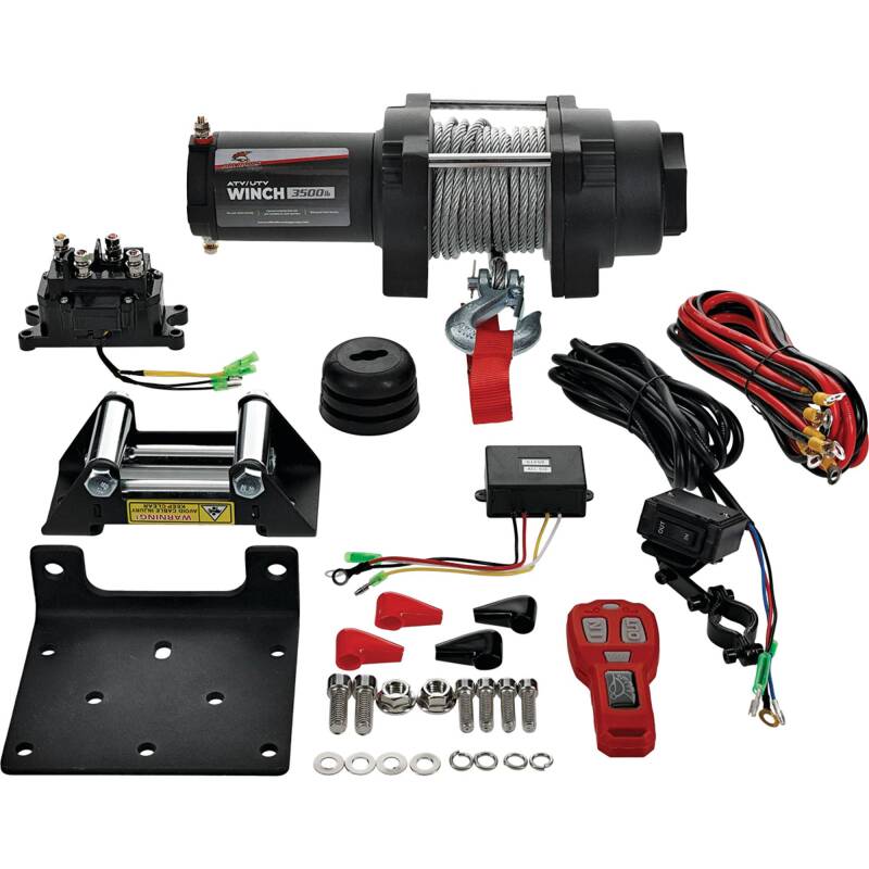 All Balls Racing 3,500 lb. Powersports Winch with Steel Cable - Part Number 431-01023