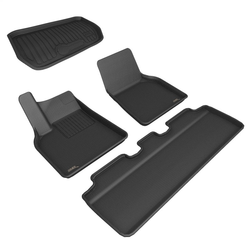 3D MAXpider KAGU Series Custom-Fit Floor Mats for Tesla Model Y, 1st and 2nd Row, Black, Part Number aceL1TL02701509