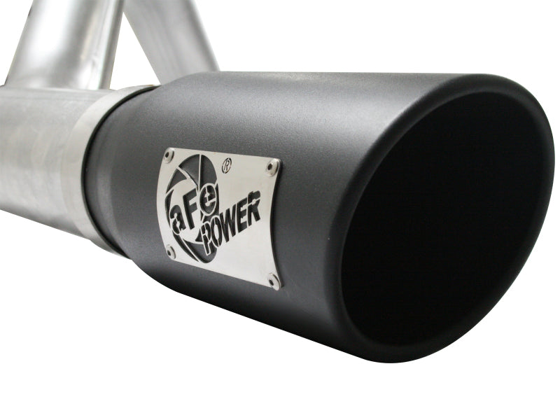 aFe Atlas 4-Inch Aluminized Steel Cat-Back Exhaust System with Muffler and Black Tip, Part Number 49-03041-B, 2011-2013 Ford F-150 3.5L EcoBoost V6