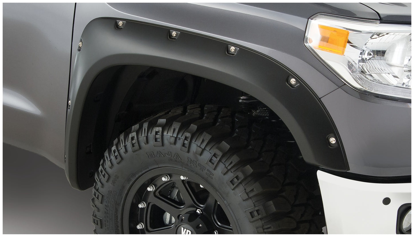 Bushwacker - 30918-02 - Fender Flare - 30918-02 Black Pocket/Rivet Style Smooth Finish 4-Piece Fender Flare Set for 2014-2021 Toyota Tundra - P/N: 30918-02