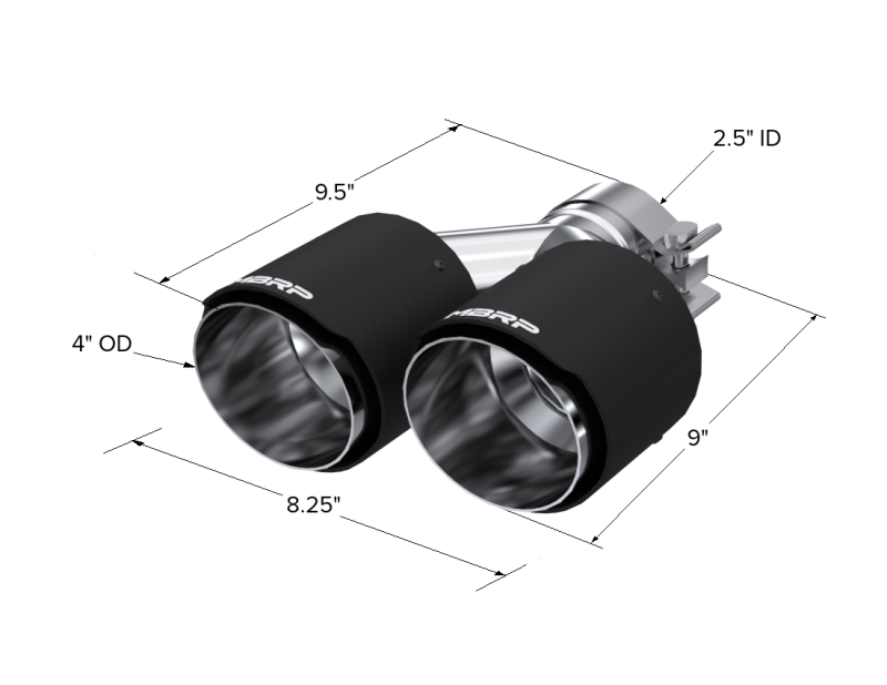 MBRP T5177CF Universal Carbon Fiber Dual Exhaust Tip, 2.5-Inch Inlet and Dual 4-Inch Outlet