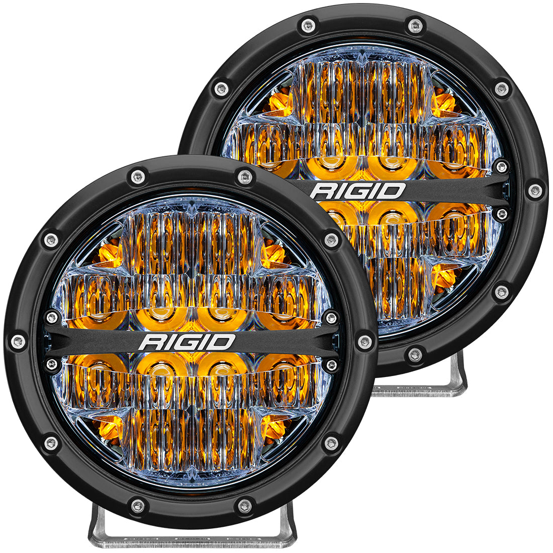 Rigid Industries - 36206 - LED Light Pods - 360-Series 6 Inch Led Off-Road Drive Beam Amber Backlight Pair