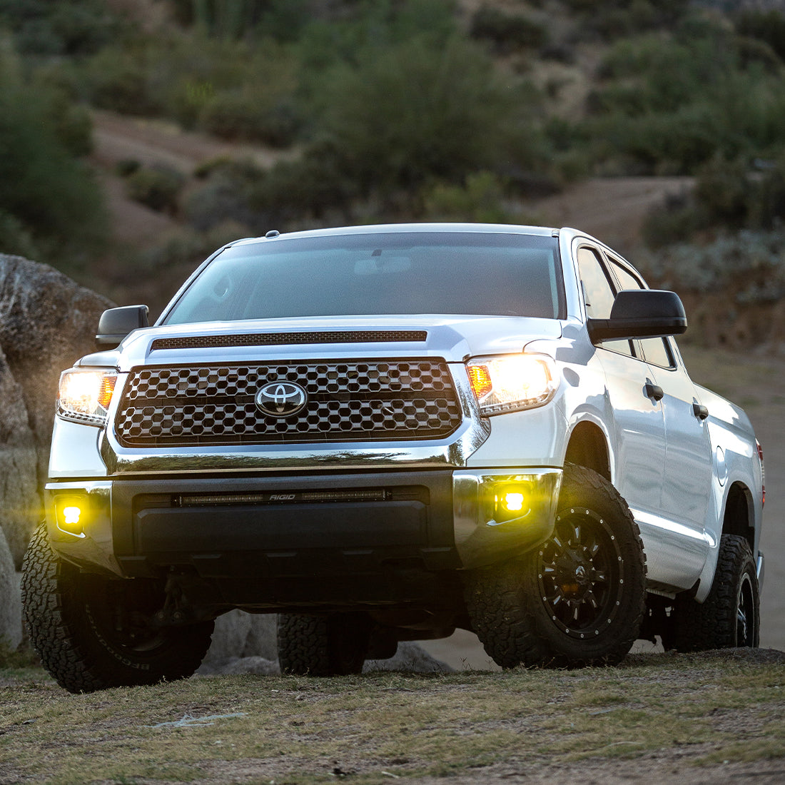 Rigid Industries - 37117 - Fog Lights - Toyota Fog Mount Kit For 10-20 Tundra/4Runner 16-20 Tacoma With 1 Set 360-Series 4.0 Inch SAE Yellow Lights