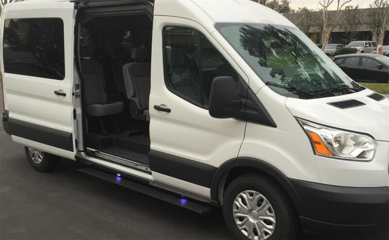 AMP Research PowerStep Plug-N-Play Automatic Running Boards, Part Number 76260-01A, for 2020 Ford Transit