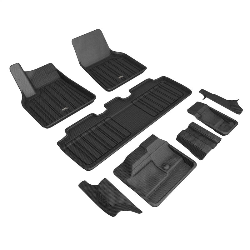 3D MAXpider ELITECT Floor Liners for Tesla Model Y 7-Seat, 2021-2025, Black, 6-Piece Set - aceE1TL03601809