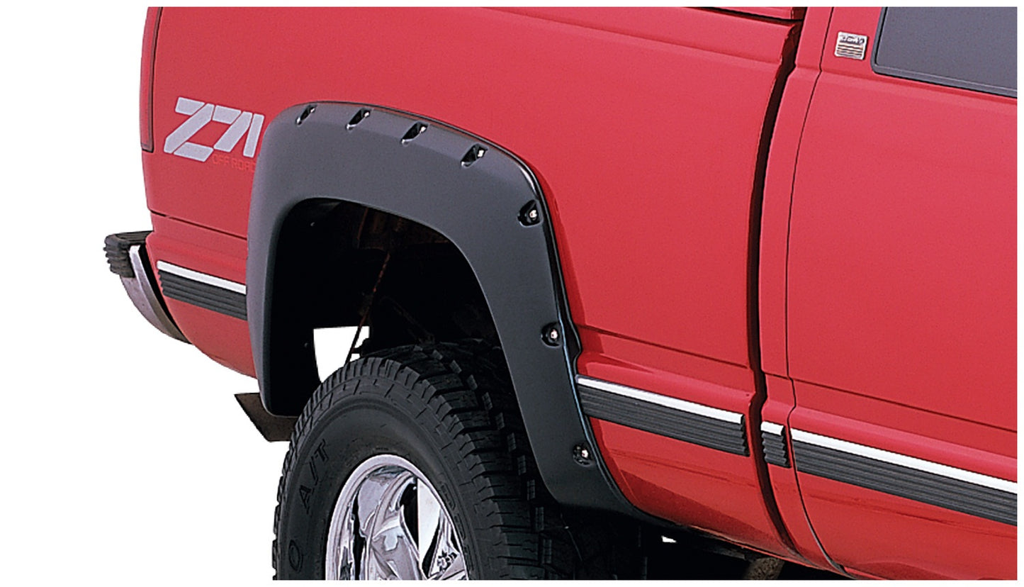 Bushwacker - 40937-02 - Fender Flare - 40937-02 Black Pocket/Rivet Style Smooth Finish 4-Piece Fender Flare Set for 2007-2014 Chevrolet Tahoe (Excludes LTZ) - P/N: 40937-02