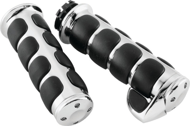 Kuryakyn ISO Grips with Throttle Boss for Dual-Cable Throttles, Chrome - 6212