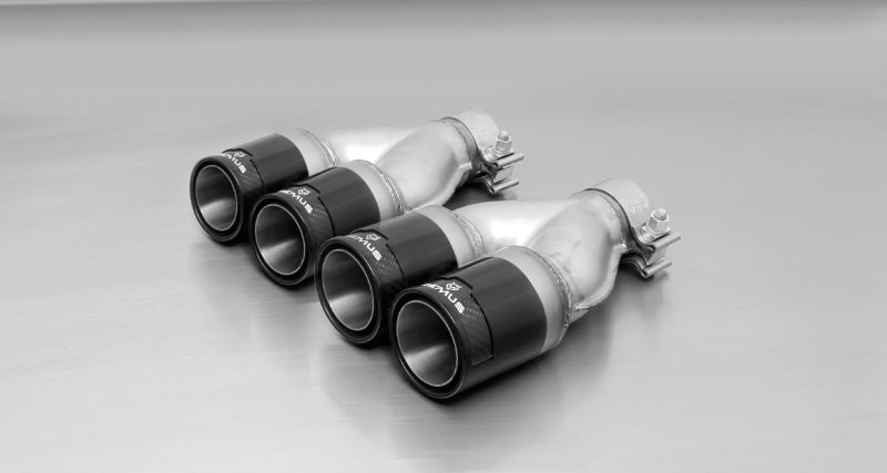 Remus 2006 Peugeot 207 1.4L/1.6L 84mm Black Chrome Straight w/Carbon Insert Tail Pipe Set (Pair)
