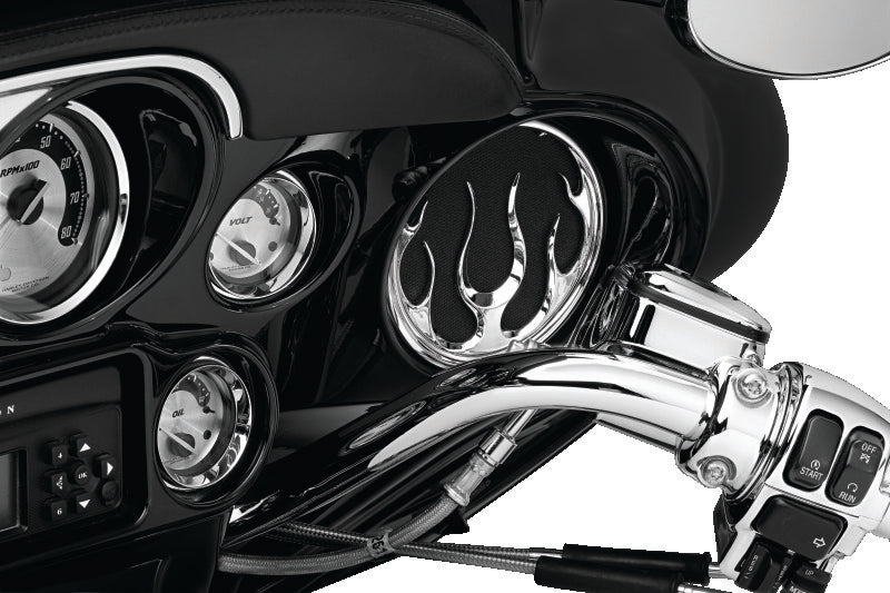 Kuryakyn 3788 Chrome Flame Speaker Grills for Harley-Davidson Touring
