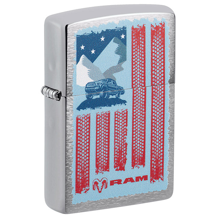 Zippo Ram Color Image Windproof Lighter, Brushed Chrome