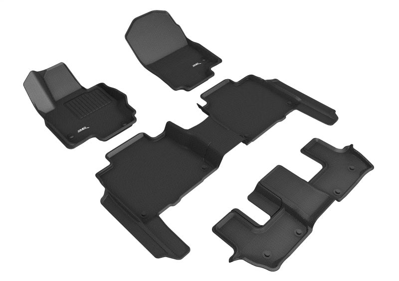 3D MAXpider KAGU Custom-Fit Floor Mats for 2020-2023 Mercedes-Benz GLS-Class 7-Seat, Black, Part Number aceL1MB13801509