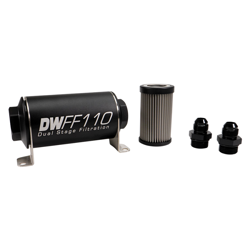 DeatschWerks DWK8-03-110-005K-8 Stainless Steel 8AN 5-Micron Inline Fuel Filter Housing Kit