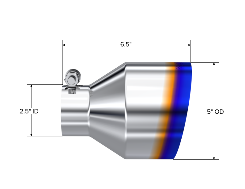 MBRP T5190BE Armor Pro Burnt End Exhaust Tip, 2.5-Inch Inlet, 5-Inch Outlet