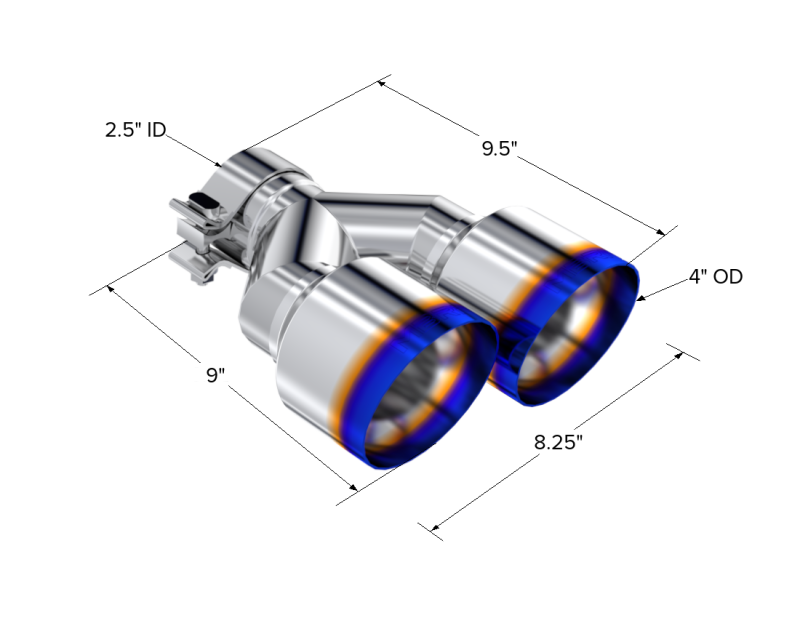 MBRP T5178BE Burnt End Exhaust Tip, 2.5-Inch Inlet, Dual 4-Inch Outlet, Driver Side