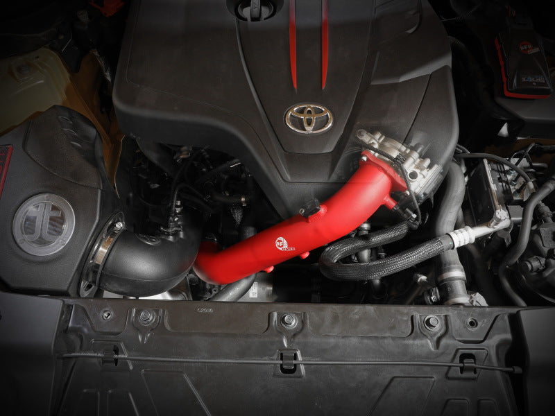 aFe BladeRunner 2-3/4-Inch Red Aluminum Hot Charge Pipe for 2021-2024 Toyota GR Supra A90 2.0L Turbo, Part 46-20488-R
