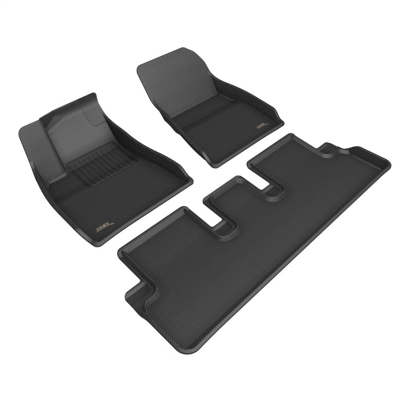 3D MAXpider KAGU Custom-Fit Floor Mats for 2024–2026 Tesla Model 3, 1st & 2nd Row, Black – Part Number aceL1TL06901509