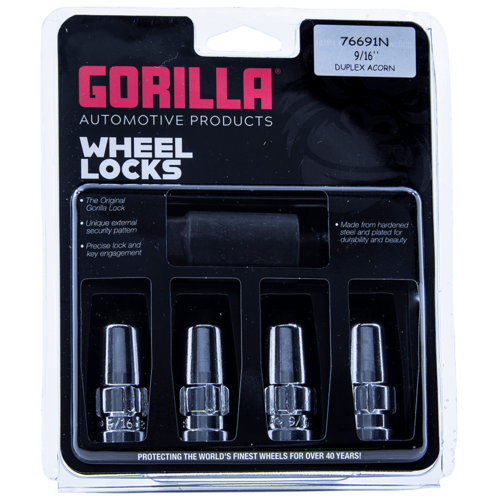 Gorilla Automotive Locking Duplex Acorn Lug Nuts, 9/16-Inch Chrome, Part 76691N