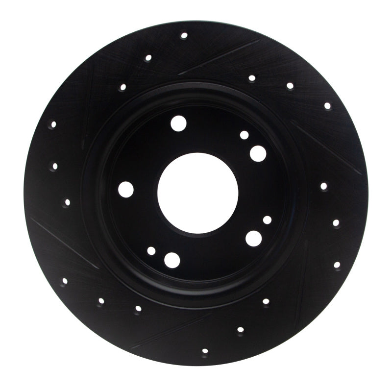 R1 Concepts RNC633-59059R Rear Right Drilled and Slotted Black Brake Rotor for 2016–2025 Honda Civic Hatchback