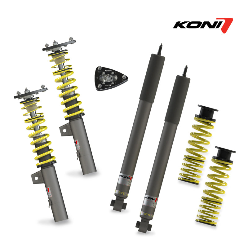KONI GTS Coilover Kit for 2015-2020 and 2022-2024 Volkswagen Golf and GTI, 55mm Strut, Multilink Rear, Part Number KON1200 1001
