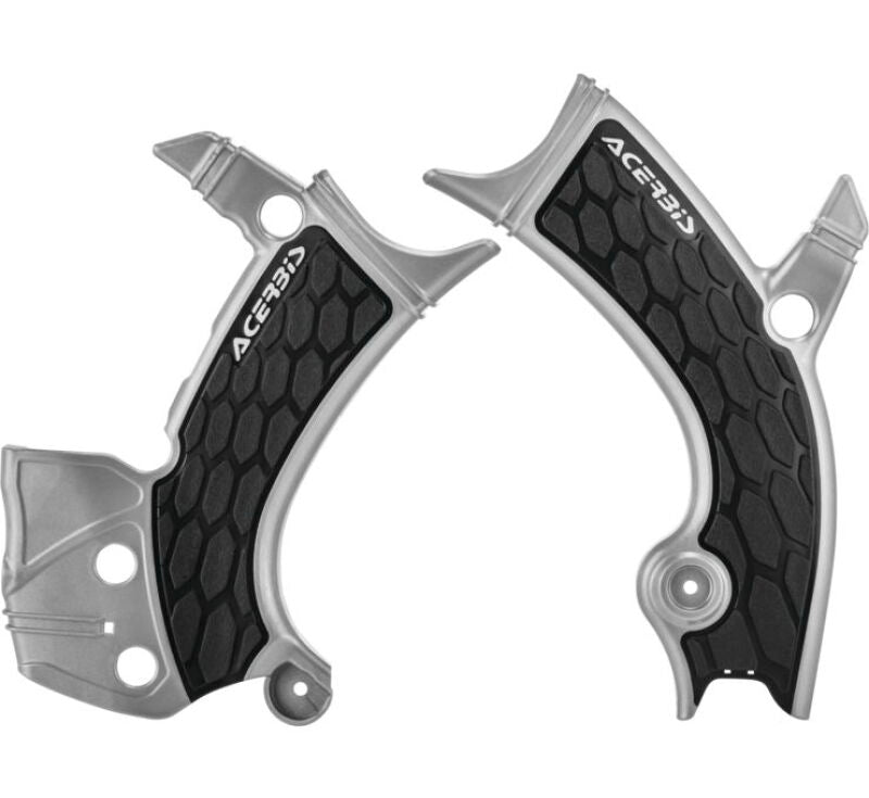 Acerbis X-Grip Frame Guards for Yamaha YZ250F, YZ450F, YZ250FX, YZ450FX and WR450F - Silver/Black, Part Number ACB2689411015