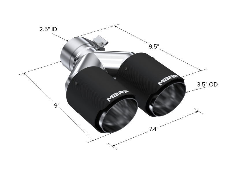 MBRP T5171CF Universal Carbon Fiber Dual Exhaust Tip, 2.5-Inch Inlet and Dual 3.5-Inch Outlets
